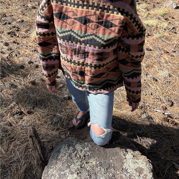 Aztec Boho upcycled blanket hoodie - Picture 8 of 12